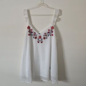 Torrid Embroidered Adjustable Tank Top Dotted Swiss Summer Vacation Beach Swing